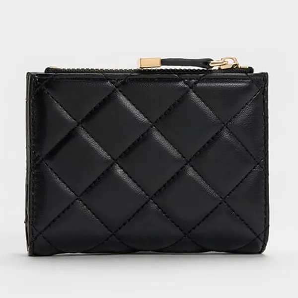 Ví Nữ Charles & Keith CNK Alva Quilted Top-Zip Small Wallet - Black CK6-10770729_BLACK_XXS Màu Đen