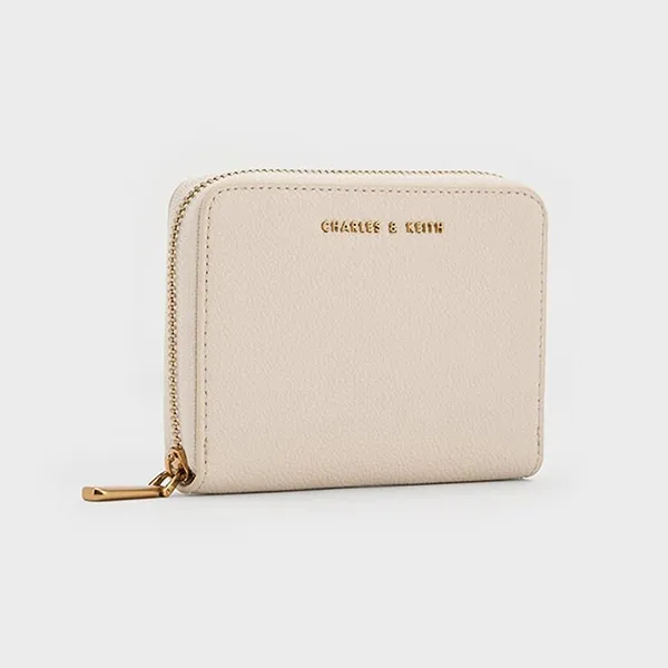Ví Nữ Charles & Keith CNK Basic Square Zip Wallet Ivory CK6-10770255_IVORY Màu Trắng Ngà