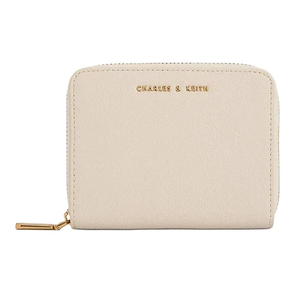Ví Nữ Charles & Keith CNK Basic Square Zip Wallet Ivory CK6-10770255_IVORY Màu Trắng Ngà