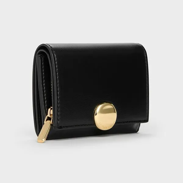 Ví Nữ Charles & Keith CNK Behn Foldable Short Wallet Black CK6-10770722 Màu Đen