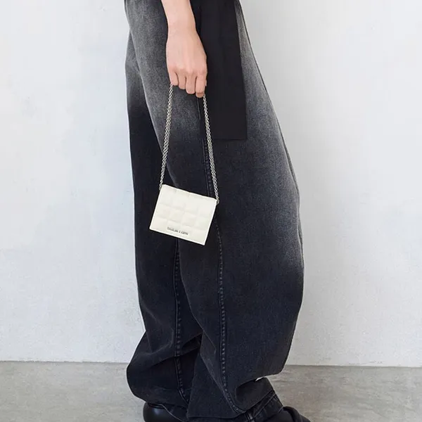 Ví Nữ Charles & Keith CNK Cassia Quilted Chain-Handle Mini Wallet - Cream CK6-10680910-1_CREAM_XXS Màu Trắng Kem