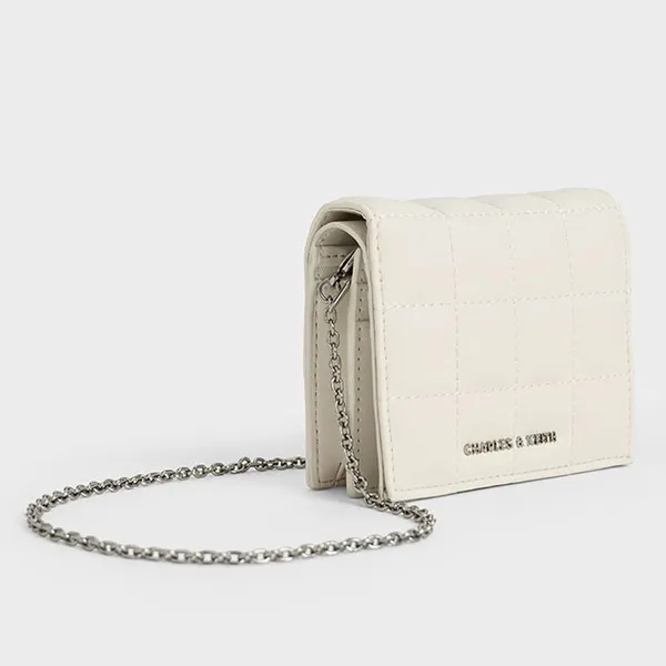 Ví Nữ Charles & Keith CNK Cassia Quilted Chain-Handle Mini Wallet - Cream CK6-10680910-1_CREAM_XXS Màu Trắng Kem