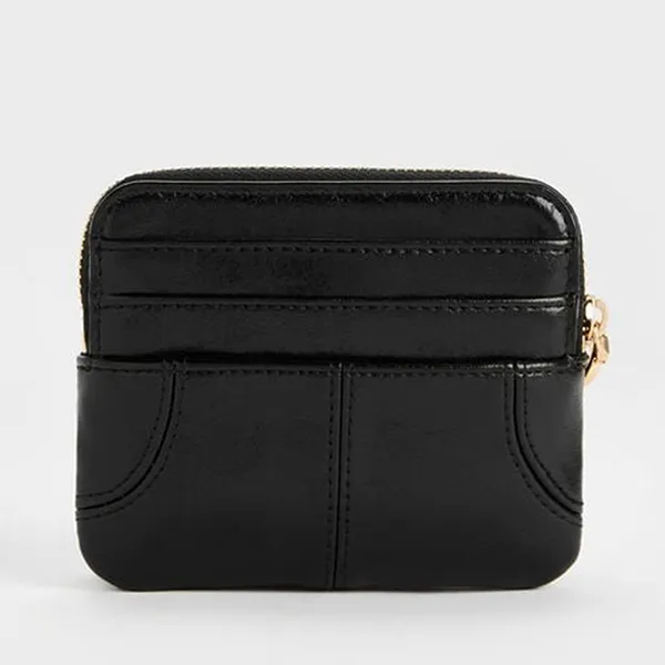 Ví Nữ Charles & Keith CNK Ciara Top-Zip Card Holder - Black CK6-50681248_BLACK_XXS Màu Đen