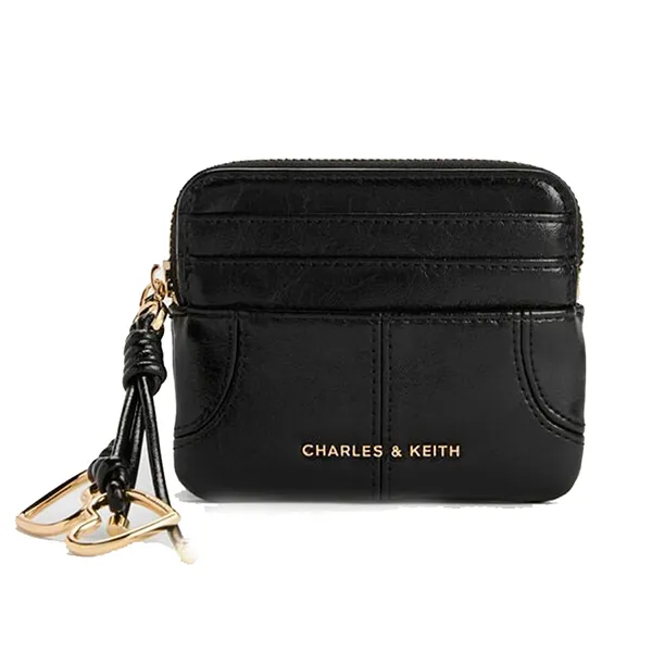 Ví Nữ Charles & Keith CNK Ciara Top-Zip Card Holder - Black CK6-50681248_BLACK_XXS Màu Đen