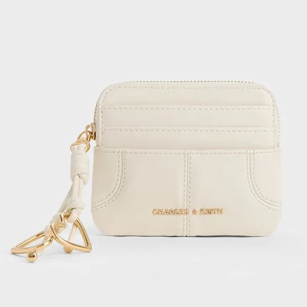 Ví Nữ Charles & Keith CNK Ciara Top-Zip Card Holder - Cream CK6-50681248_CREAM_XXS Màu Trắng Kem