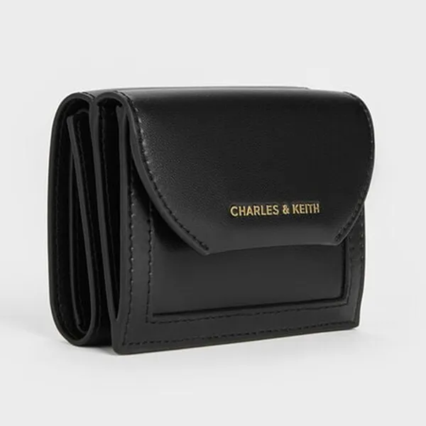 Ví Nữ Charles & Keith CNK Enola Canvas Foldable Wallet Black CK6-10770715-1 Màu Đen