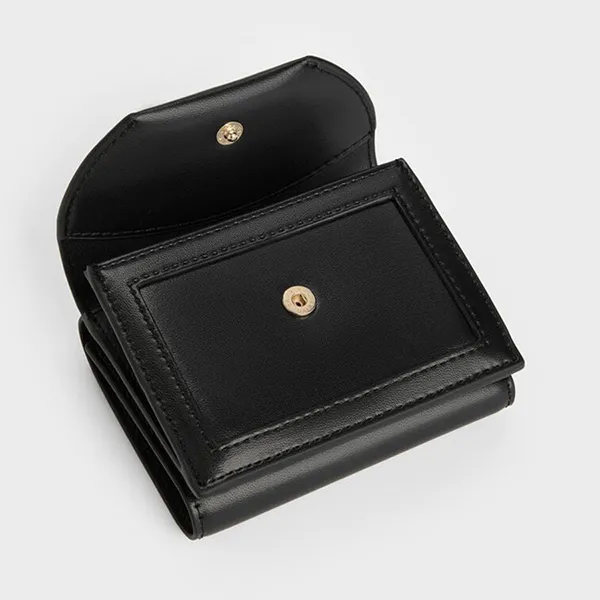 Ví Nữ Charles & Keith CNK Enola Canvas Foldable Wallet Black CK6-10770715-1 Màu Đen