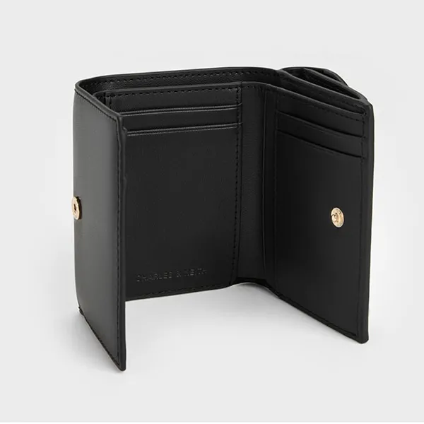 Ví Nữ Charles & Keith CNK Enola Canvas Foldable Wallet Black CK6-10770715-1 Màu Đen
