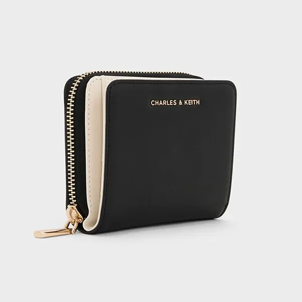 Ví Nữ Charles & Keith CNK Finley Zip-Around Short Wallet Black CK6-10770621-1 Màu Đen