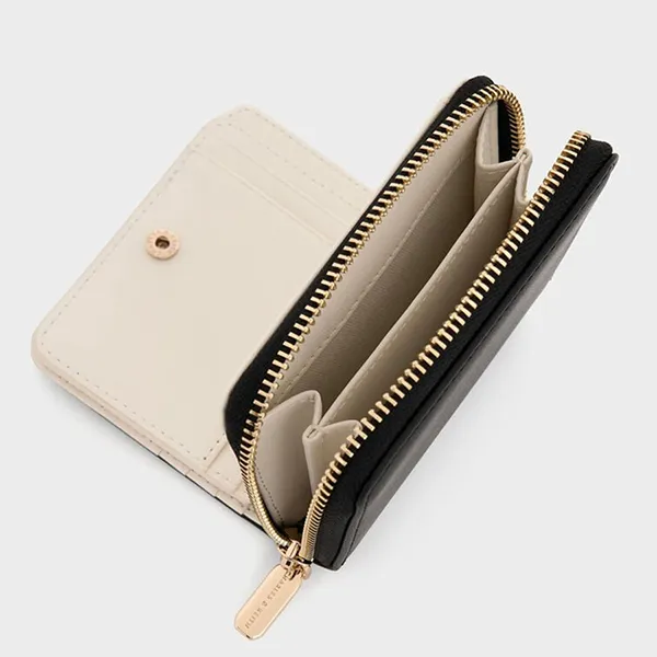 Ví Nữ Charles & Keith CNK Finley Zip-Around Short Wallet Black CK6-10770621-1 Màu Đen