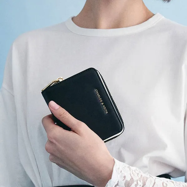 Ví Nữ Charles & Keith CNK Finley Zip-Around Short Wallet Black CK6-10770621-1 Màu Đen