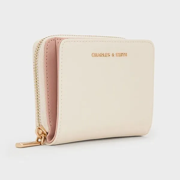 Ví Nữ Charles & Keith CNK Finley Zip-Around Short Wallet Cream CK6-10770621-1 Màu Kem