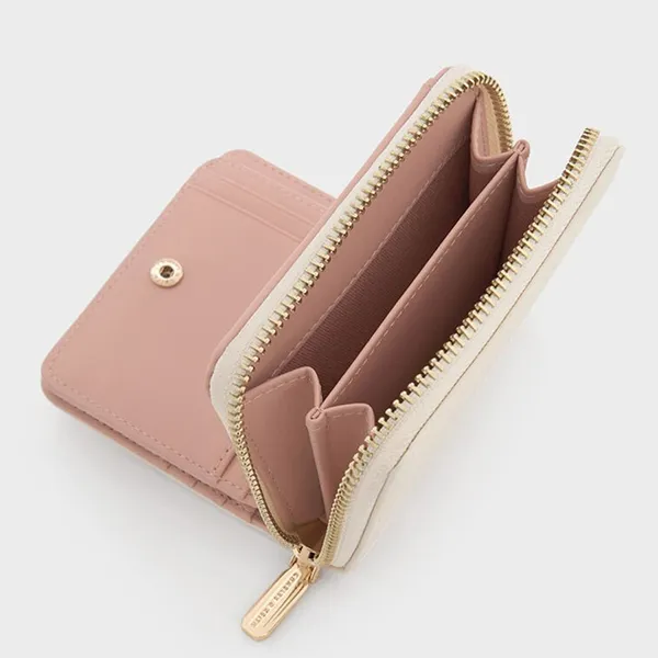 Ví Nữ Charles & Keith CNK Finley Zip-Around Short Wallet Cream CK6-10770621-1 Màu Kem