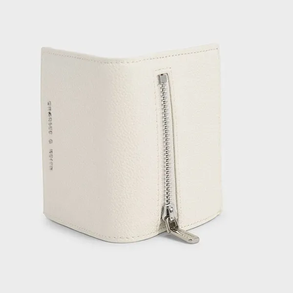Ví Nữ Charles & Keith CNK Front Flap Square Folding Wallet Cream CK6-10701210-2 Màu Kem