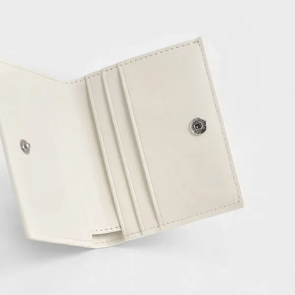 Ví Nữ Charles & Keith CNK Front Flap Square Folding Wallet Cream CK6-10701210-2 Màu Kem