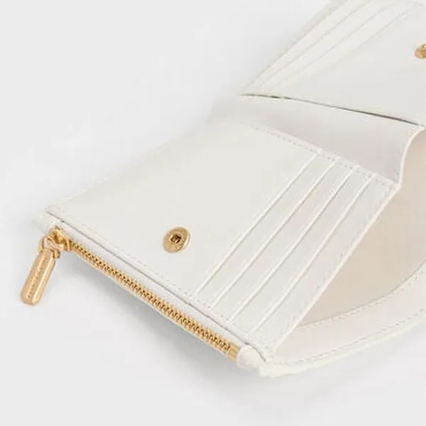 Ví Nữ Charles & Keith CNK Gemma Quilted Card Holder White CK6-10770580-1_WHITE Màu Trắng