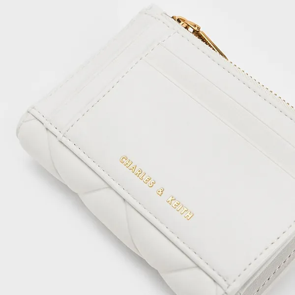 Ví Nữ Charles & Keith CNK Gemma Quilted Card Holder White CK6-50770498-1 Màu Trắng