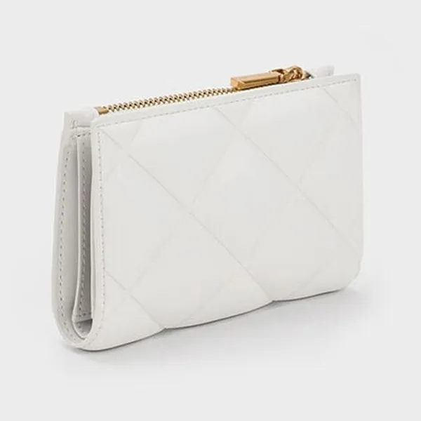 Ví Nữ Charles & Keith CNK Gemma Quilted Card Holder White CK6-50770498-1 Màu Trắng