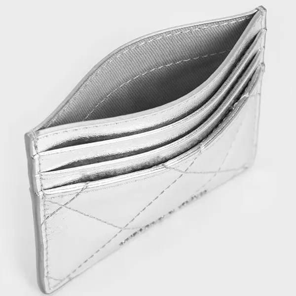 Ví Nữ Charles & Keith CNK Janie Metallic Quilted Card Holder - Silver CK6-50701601-A_SILVER_XXS Màu Bạc