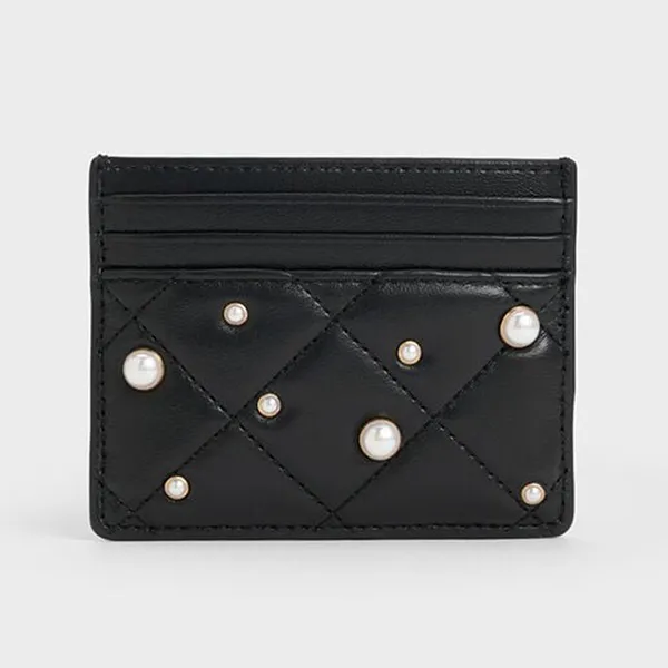 Ví Đựng Thẻ Nữ Charles & Keith CNK Janie Rectangular Card Holder Black CK6-50701601-B Màu Đen