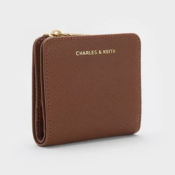 Ví Nữ Charles & Keith CNK Keely Top Zip Square-Shaped Short Wallet Dark Brown CK6-50770634 Màu Nâu Đậm