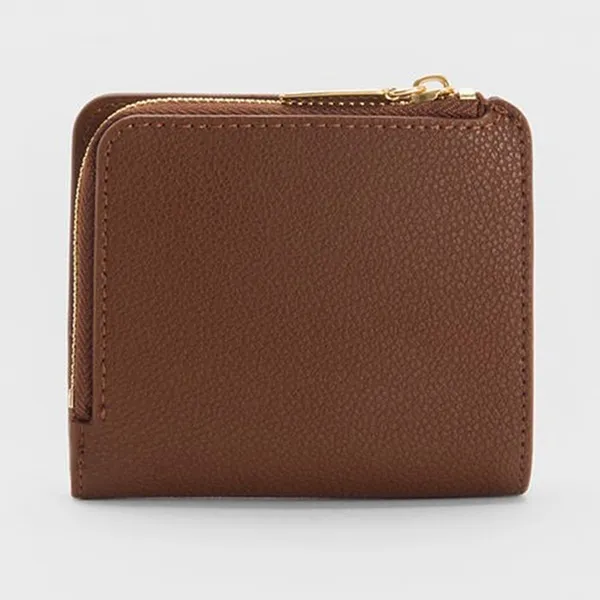 Ví Nữ Charles & Keith CNK Keely Top Zip Square-Shaped Short Wallet Dark Brown CK6-50770634 Màu Nâu Đậm