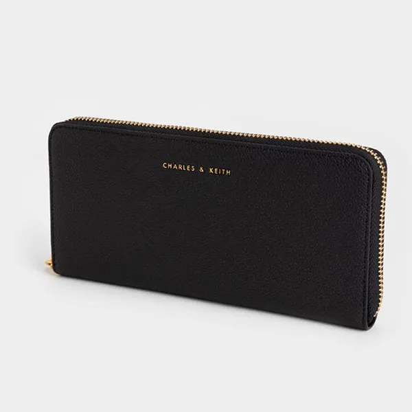Ví Nữ Charles & Keith CNK Long Zip-Around Wallet Black CK6-10770552-1 Màu Đen