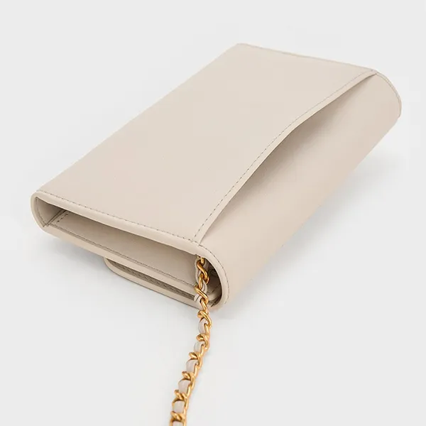 Ví Nữ Charles & Keith CNK Magnetic Front Flap Long Wallet Ivory CK6-10840550_IVORY Màu Trắng Ngà