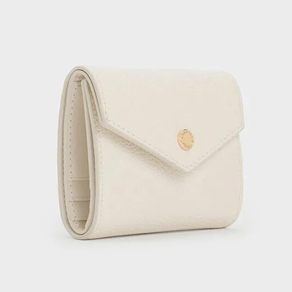 Ví Nữ Charles & Keith CNK Marlowe Short Envelope Wallet CK6-11200017 Cream Màu Trắng Kem