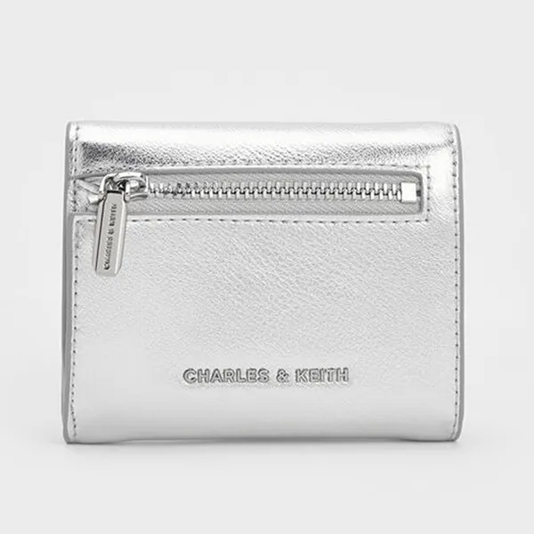 Ví Nữ Charles & Keith CNK Marlowe Short Envelope Wallet CK6-11200017 Silver Màu Bạc