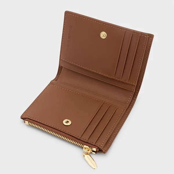 Ví Nữ Charles & Keith CNK Midori Geometric Chocolate CK6-10770628_CHOCO Màu Nâu Chocolate