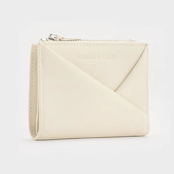 Ví Nữ Charles & Keith CNK Midori Geometric Short Wallet Cream CK6-10770628_CREAM Màu Kem