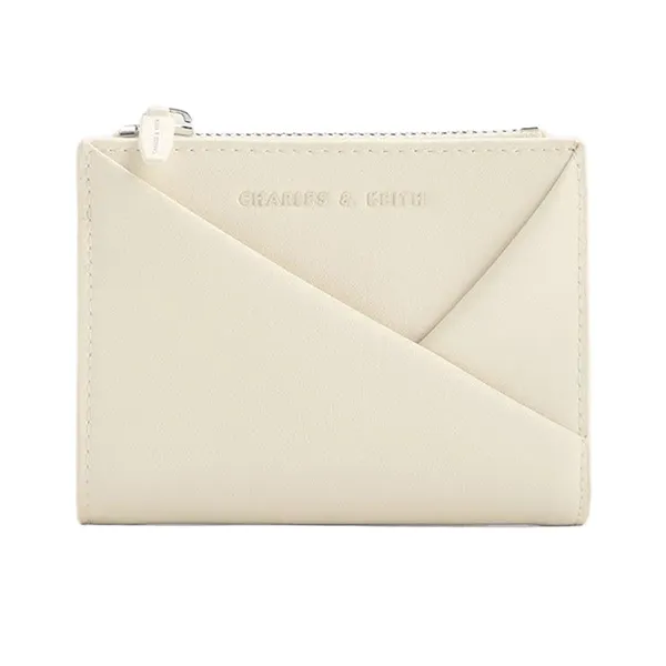 Ví Nữ Charles & Keith CNK Midori Geometric Short Wallet Cream CK6-10770628_CREAM Màu Kem