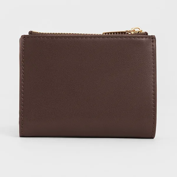 Ví Nữ Charles & Keith CNK Midori Geometric Short Wallet Dark Brown CK6-10770628_EP.BRW Màu Nâu Đậm