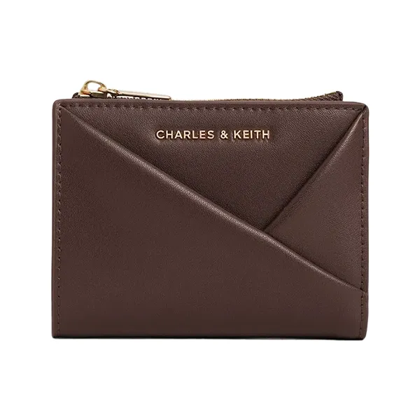 Ví Nữ Charles & Keith CNK Midori Geometric Short Wallet Dark Brown CK6-10770628_EP.BRW Màu Nâu Đậm