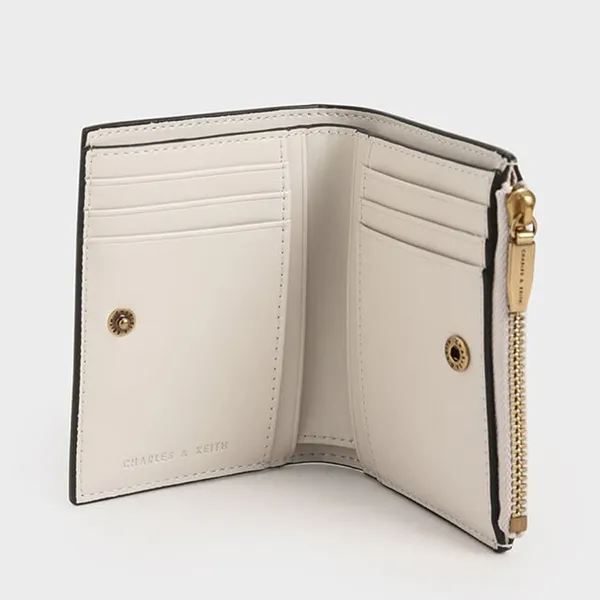 Ví Nữ Charles & Keith CNK Mini Top Zip Wallet Ivory CK6-10680907 Màu Trắng Ngà