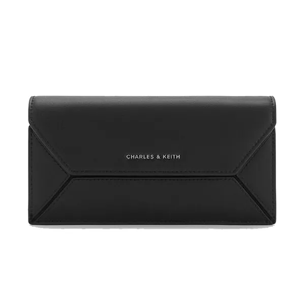 Ví Nữ Charles & Keith CNK Nasrin Geometric Long Wallet - Noir CK6-30770723_NOIR_XS Màu Đen