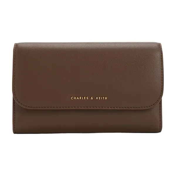 Ví Nữ Charles & Keith CNK Octavia Front Flap Long Wallet Dark Brown CK6-10840550_DK.BRW Màu Nâu Đậm