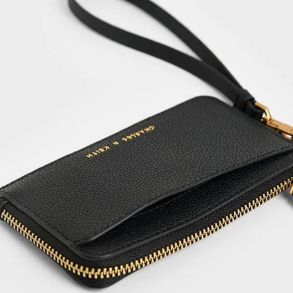 Ví Nữ Charles & Keith CNK Rectangular Multi-Slot Wristlet For Women CK6-50770514-1 Black Màu Đen