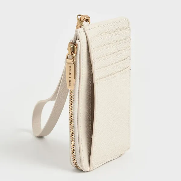 Ví Nữ Charles & Keith CNK Rectangular Multi-Slot Wristlet For Women CK6-50770514-1 Cream Màu Kem