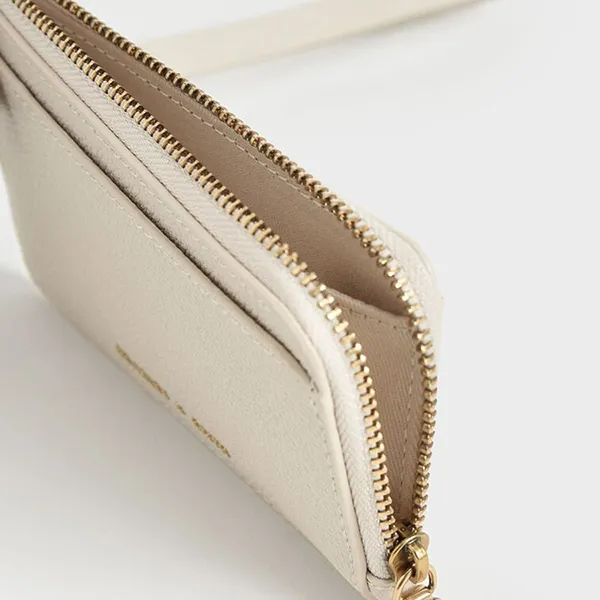 Ví Nữ Charles & Keith CNK Rectangular Multi-Slot Wristlet For Women CK6-50770514-1 Cream Màu Kem