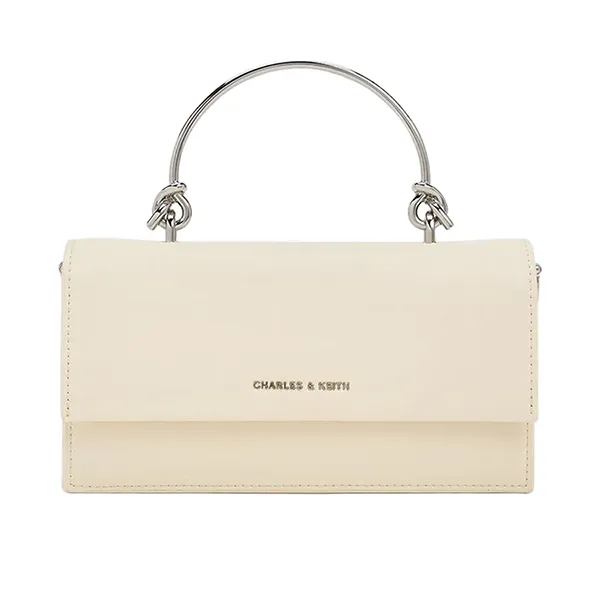 Ví Nữ Charles & Keith CNK Rectangular Sculptural Handle Wallet Cream CK6-10840559-A_CREAM Màu Kem