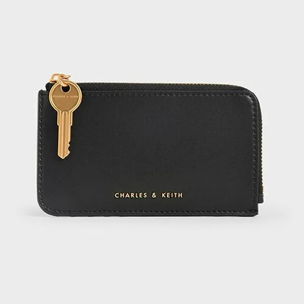 Ví Nữ Charles & Keith CNK Rectangular Zip-Around Wallet CK6-11200013-1 Black Màu Đen