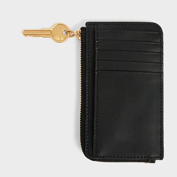 Ví Nữ Charles & Keith CNK Rectangular Zip-Around Wallet CK6-11200013-1 Black Màu Đen