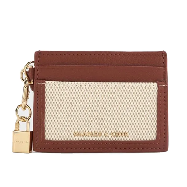 Ví Nữ Charles & Keith CNK Scottie Canvas Card Holder - Brick CK6-50770731-1_BRICK_XXS Màu Nâu