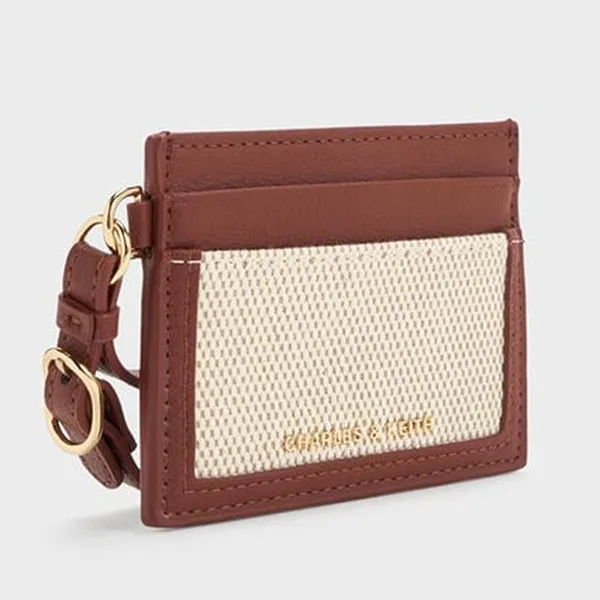 Ví Nữ Charles & Keith CNK Scottie Canvas Card Holder - Brick CK6-50770731-1_BRICK_XXS Màu Nâu