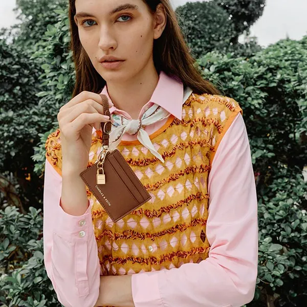 Ví Nữ Charles & Keith CNK Scottie Card Holder - Chocolate CK6-50770731_CHOCO_XXS Màu Nâu