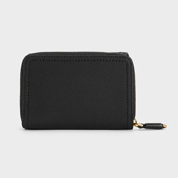 Ví Nữ Charles & Keith CNK Stitch Trim Envelope-Style Wallet Black CK6-10770535-4 Màu Đen