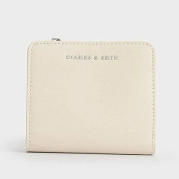 Ví Nữ Charles & Keith CNK Zip Around Business Card Holder Cream CK6-50770498-1 Màu Kem