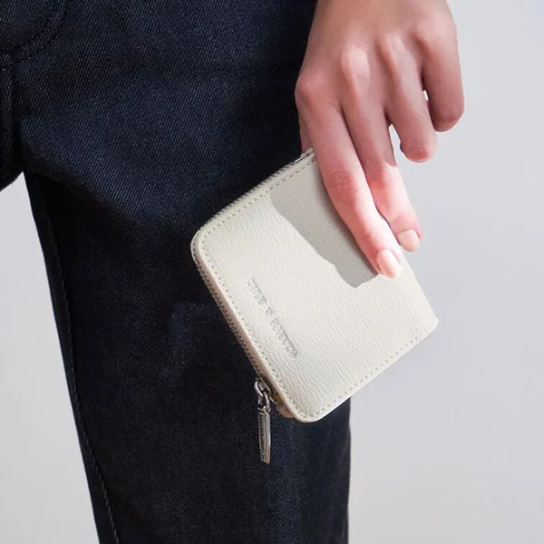 Ví Nữ Charles & Keith CNK Zip Around Business Card Holder Cream CK6-50770498-1 Màu Kem